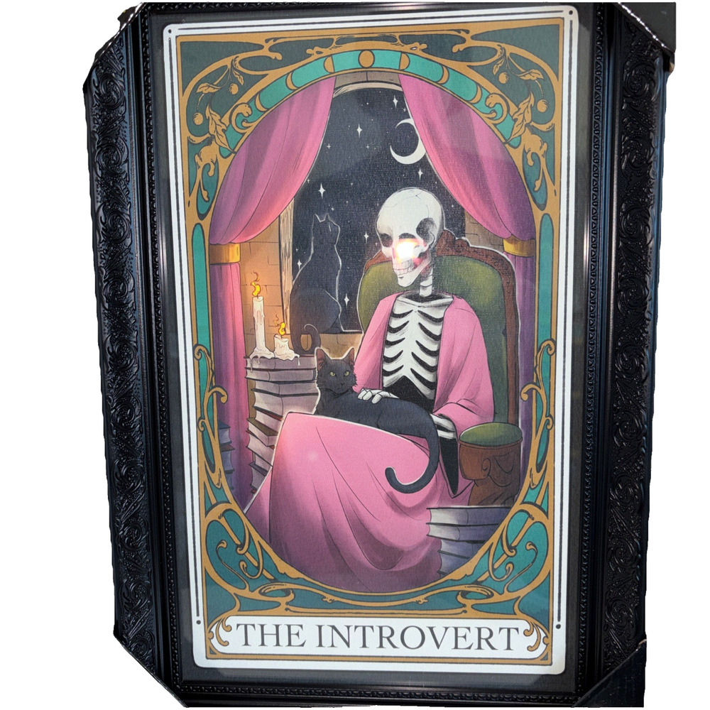 Sapna Shah "The Introvert" Skeleton Tarot Framed Wall Art Black Ornate Frame New